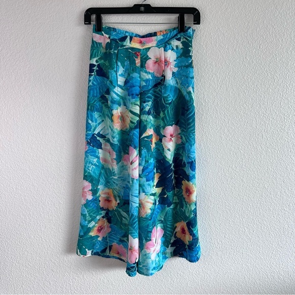 Show Me Your MuMu Pants - Show Me Your Mumu‎ Tropical Floral Palazzo Pants Blue Pink Hibiscus Boho Resort
